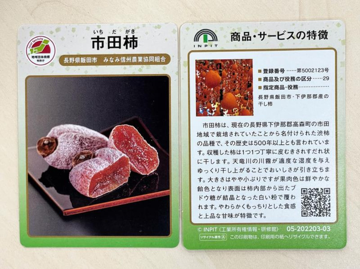 地域団体商標カード（地団カード）「市田柿」を配布しています